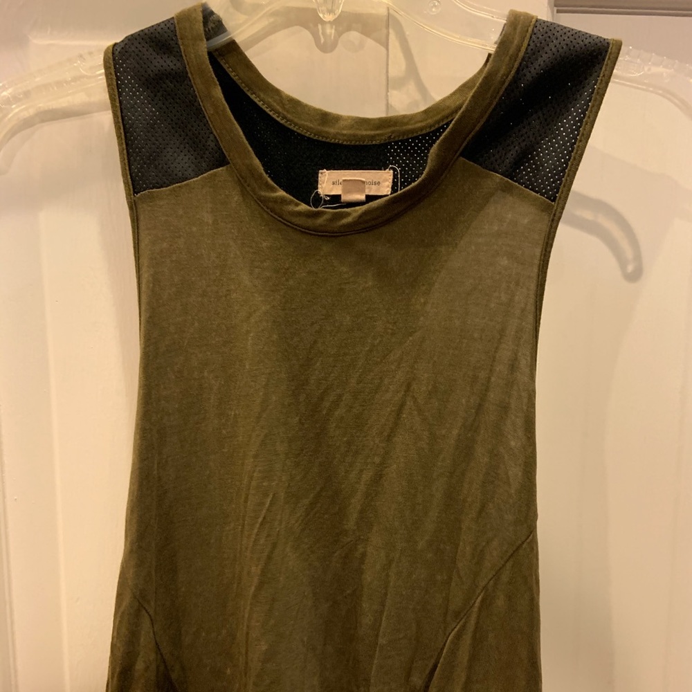 Olive tank top with leather